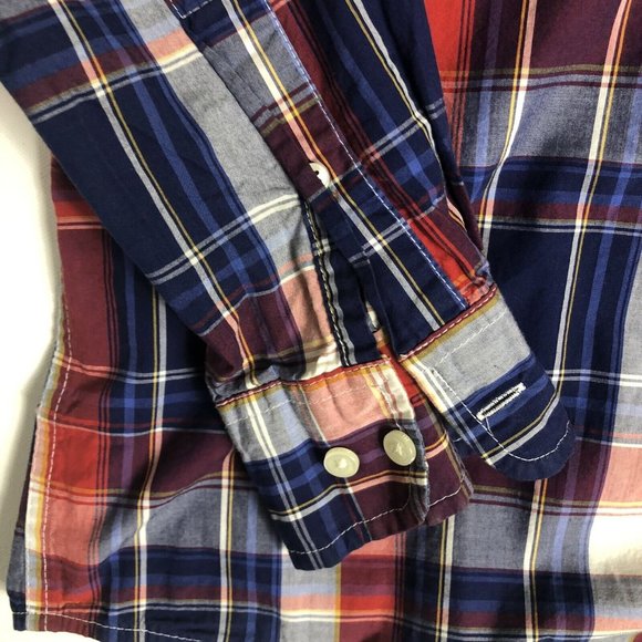 Tommy Hilfiger Shirt Mens Size M Red Blue Plaid‎ Classic Fit Button Down - Picture 4 of 5
